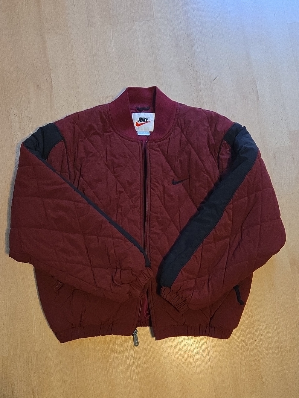 Nike Quilted Bomber Jacket in Burgundy with Black Trim